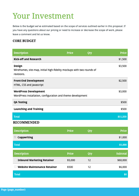 Wordpress Development Proposal Template